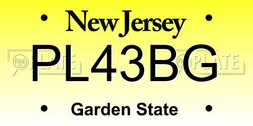PL43BG New Jersey License Plate