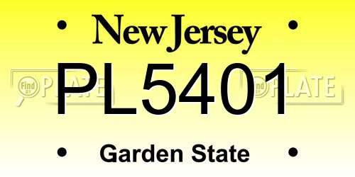 PL5401 New Jersey License Plate