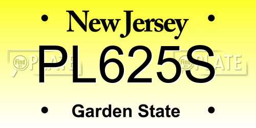 PL625S New Jersey License Plate