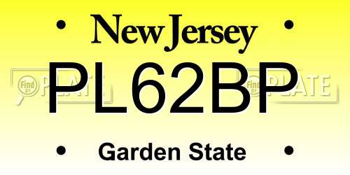 PL62BP New Jersey License Plate