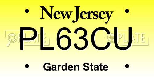 PL63CU New Jersey License Plate