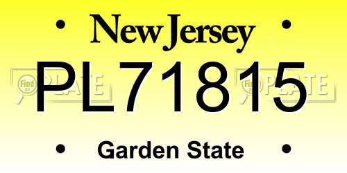 PL71815 New Jersey License Plate