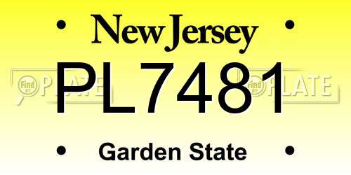 PL7481 New Jersey License Plate