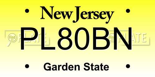 PL80BN New Jersey License Plate
