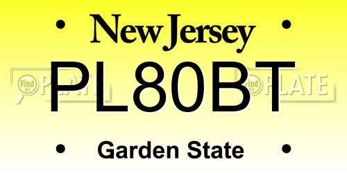 PL80BT New Jersey License Plate