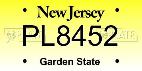 PL8452 New Jersey License Plate