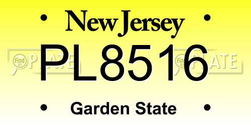 PL8516 New Jersey License Plate