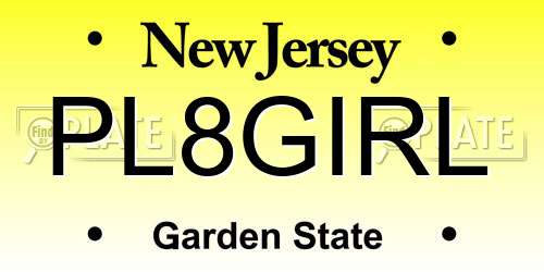 PL8GIRL New Jersey License Plate