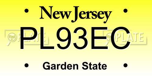 PL93EC New Jersey License Plate