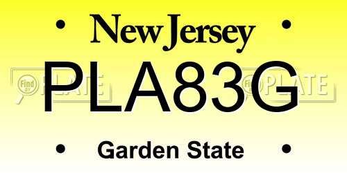PLA83G New Jersey License Plate