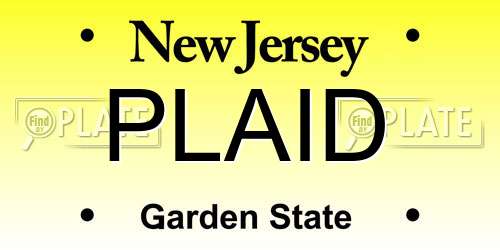 PLAID New Jersey License Plate