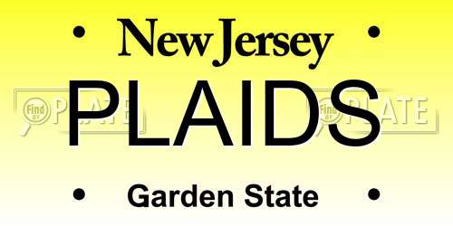 PLAIDS New Jersey License Plate