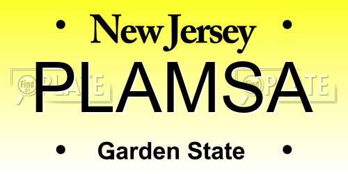 PLAMSA New Jersey License Plate