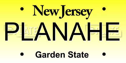 PLANAHE New Jersey License Plate