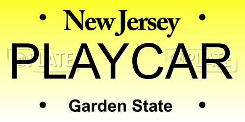 PLAYCAR New Jersey License Plate