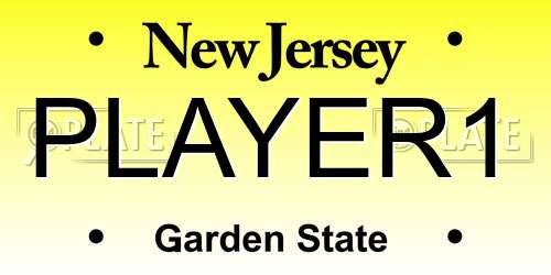 PLAYER1 New Jersey License Plate