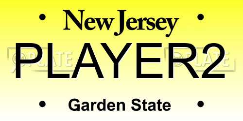 PLAYER2 New Jersey License Plate
