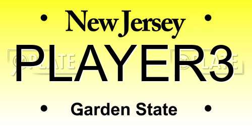 PLAYER3 New Jersey License Plate