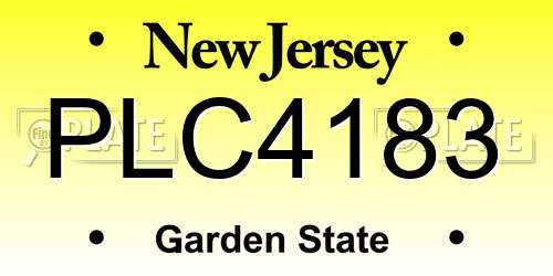 PLC4183 New Jersey License Plate