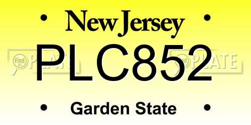 PLC852 New Jersey License Plate