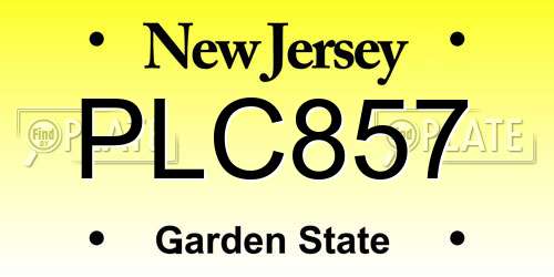 PLC857 New Jersey License Plate
