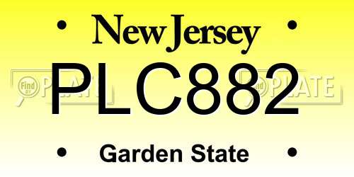 PLC882 New Jersey License Plate