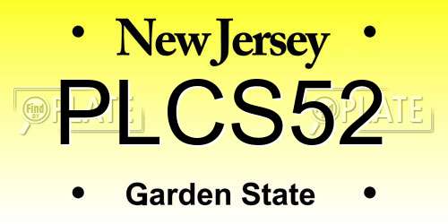 PLCS52 New Jersey License Plate