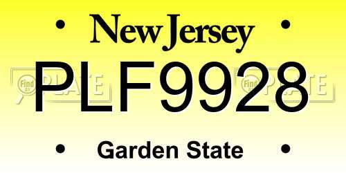PLF9928 New Jersey License Plate