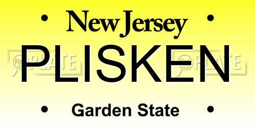 PLISKEN New Jersey License Plate