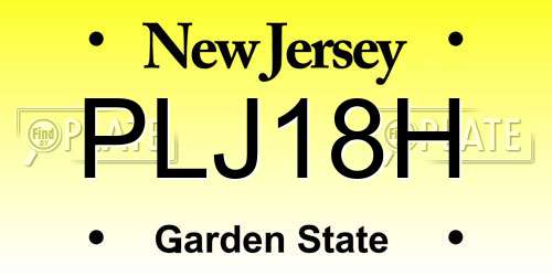PLJ18H New Jersey License Plate