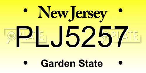 PLJ5257 New Jersey License Plate