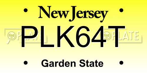 PLK64T New Jersey License Plate