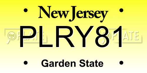 PLRY81 New Jersey License Plate