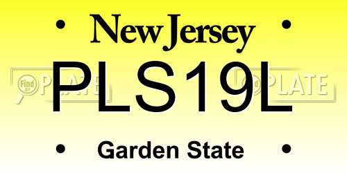 PLS19L New Jersey License Plate
