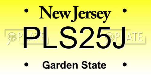 PLS25J New Jersey License Plate