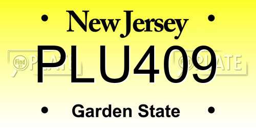 PLU409 New Jersey License Plate