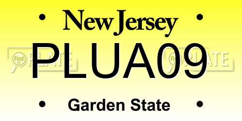 PLUA09 New Jersey License Plate