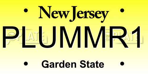 PLUMMR1 New Jersey License Plate