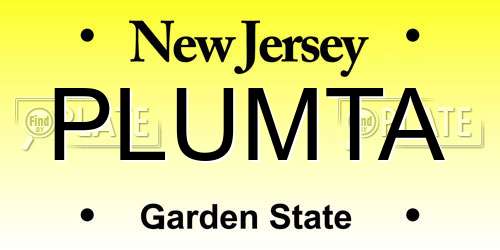 PLUMTA New Jersey License Plate