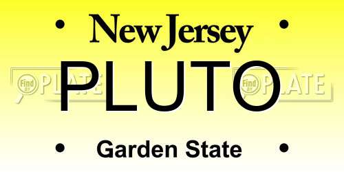 PLUTO New Jersey License Plate