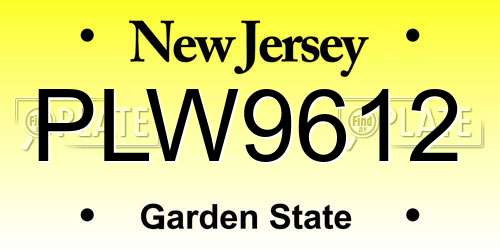 PLW9612 New Jersey License Plate