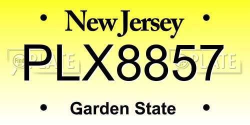 PLX8857 New Jersey License Plate
