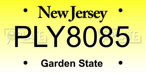 PLY8085 New Jersey License Plate