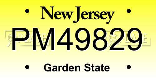 PM49829 New Jersey License Plate