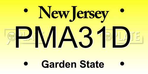 PMA31D New Jersey License Plate