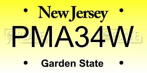 PMA34W New Jersey License Plate