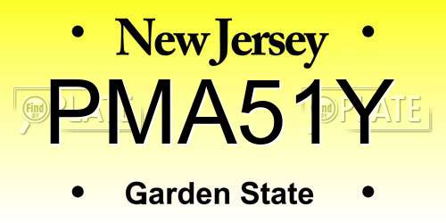 PMA51Y New Jersey License Plate