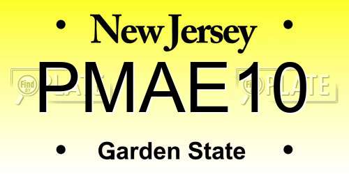PMAE10 New Jersey License Plate