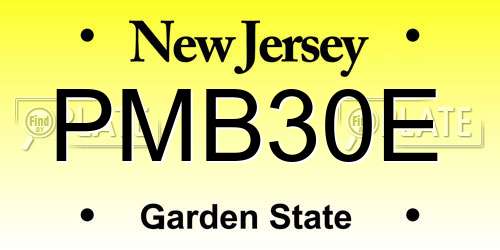 PMB30E New Jersey License Plate