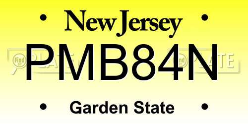 PMB84N New Jersey License Plate